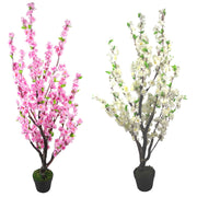 120cm Realistic Artificial Cherry Blossom Tree - Potted - Pink Silk Flowers
